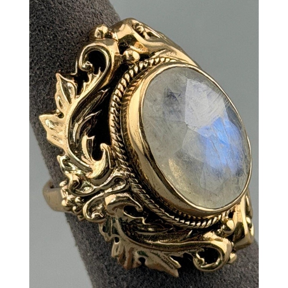 Vintage Nicky Butler NB Ring Bronze Rainbow Moonstone Size 6.5 India